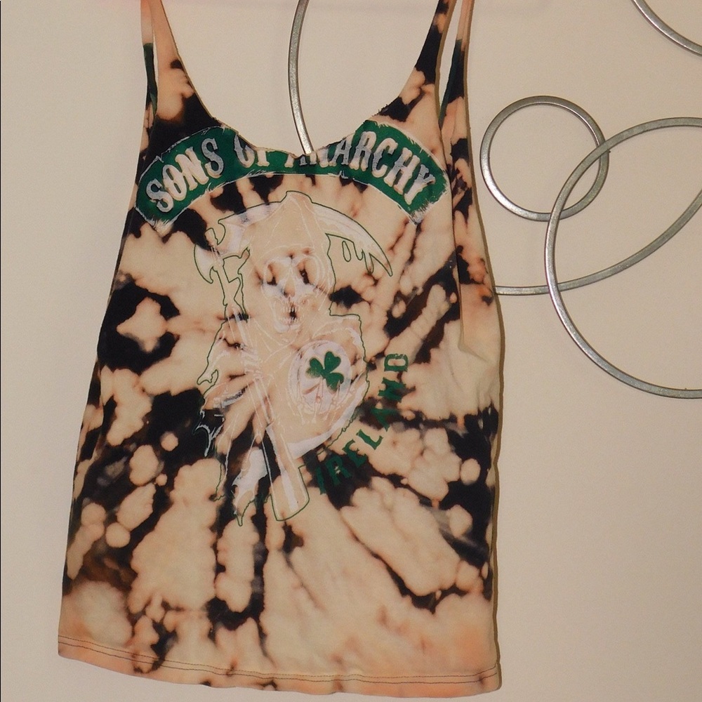 Sons of anarchy tee bleach tie dye distressed tank top tv show retro edgy top